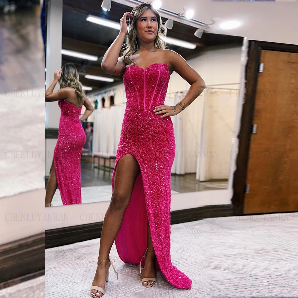 

Sparkle Sequin Formal Occasion Dresses 2023 Sweetheart Mermaid Party Dress Slit Sexy Long Evening Gown فساتين مناسبة رسمية