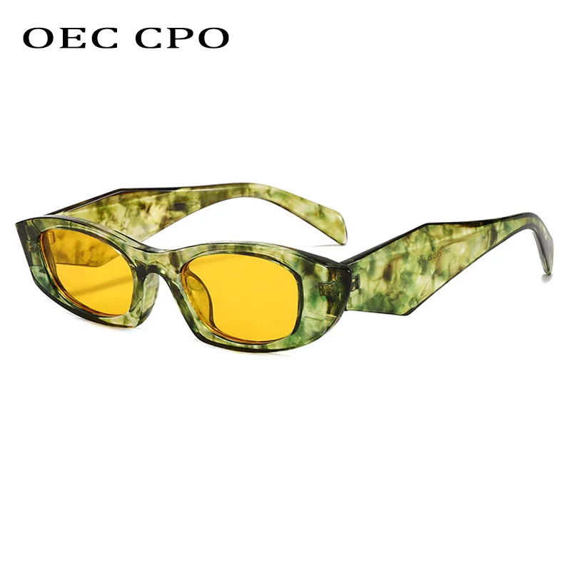 

OEC CPO Punk Square Sunglasses Women Ins Popular Fashion Small Rectangle Sun Glasses Female Blue Yellow Shades UV400 Eyewear