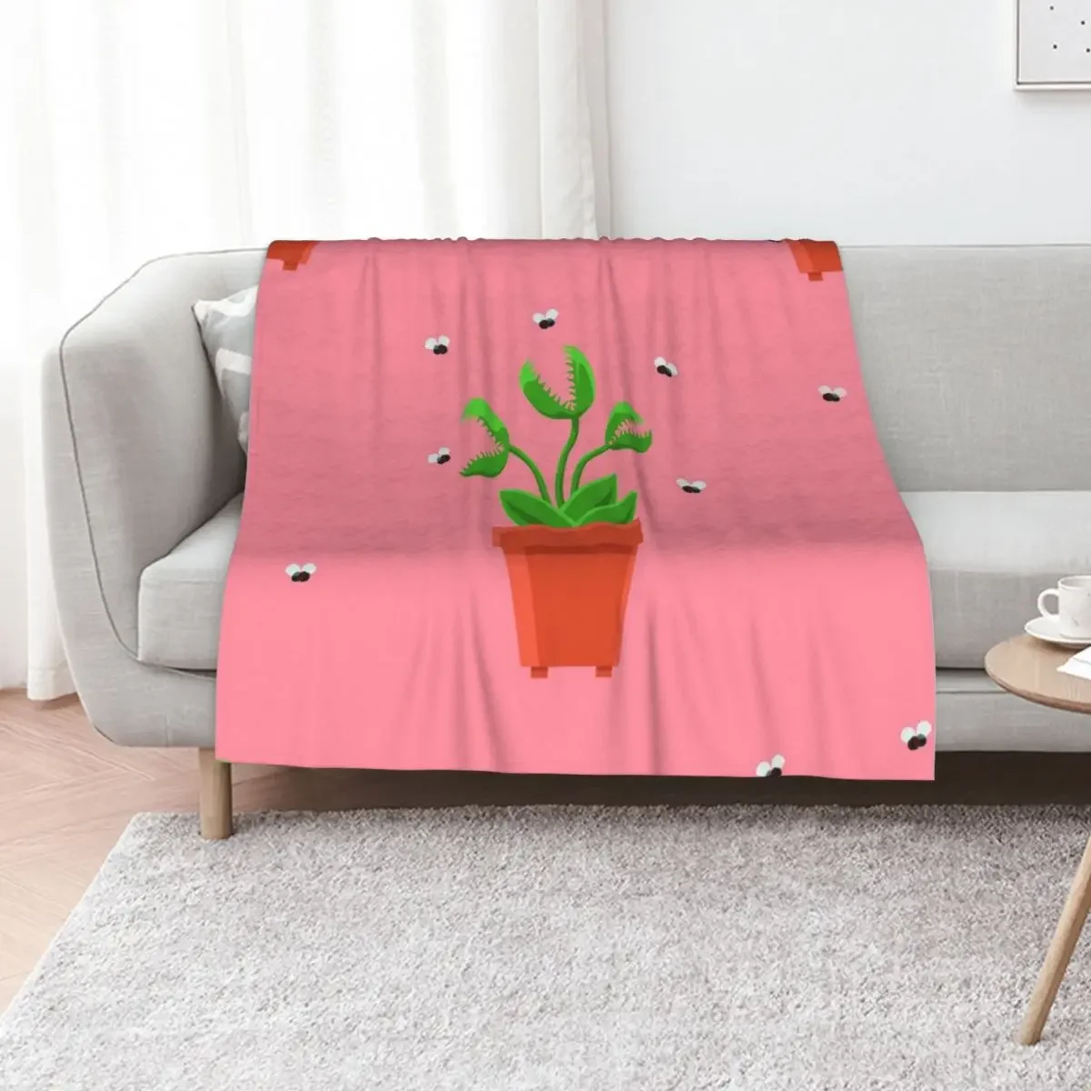 

pink venus fly trap Throw Blanket Plush Blankets For Sofas Kid'S Soft Big Blankets
