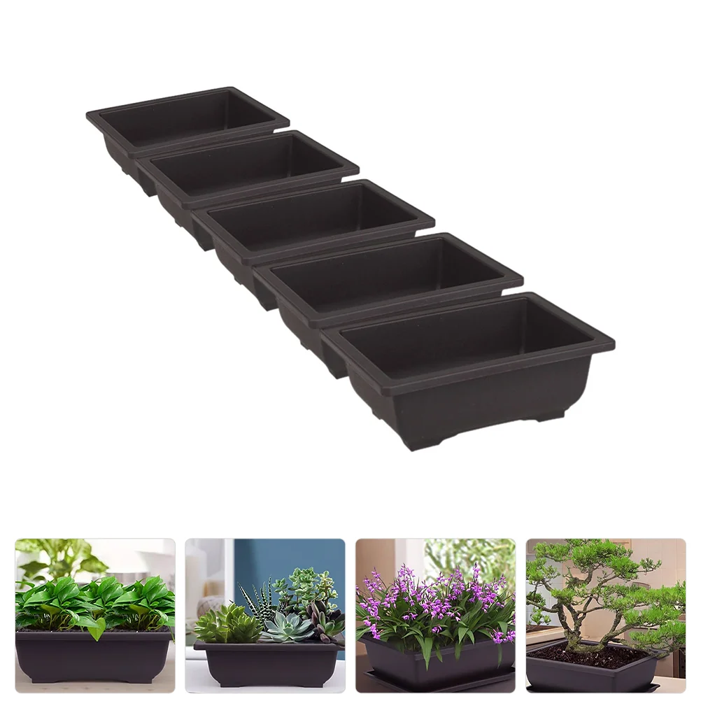 

5pcs Bonsai Planting Pots Rectangular Planter Flower Planting Containers No Trays Rectangular Flowerpot