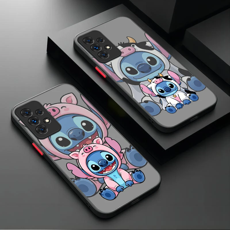 Stitch animal chapéu pára-choques caso para samsung galaxy a17 a07 a54 a05s a34 a24 a14 a73 a53 a33 a23 a13 a72 a52 a52s a32 a22 a12