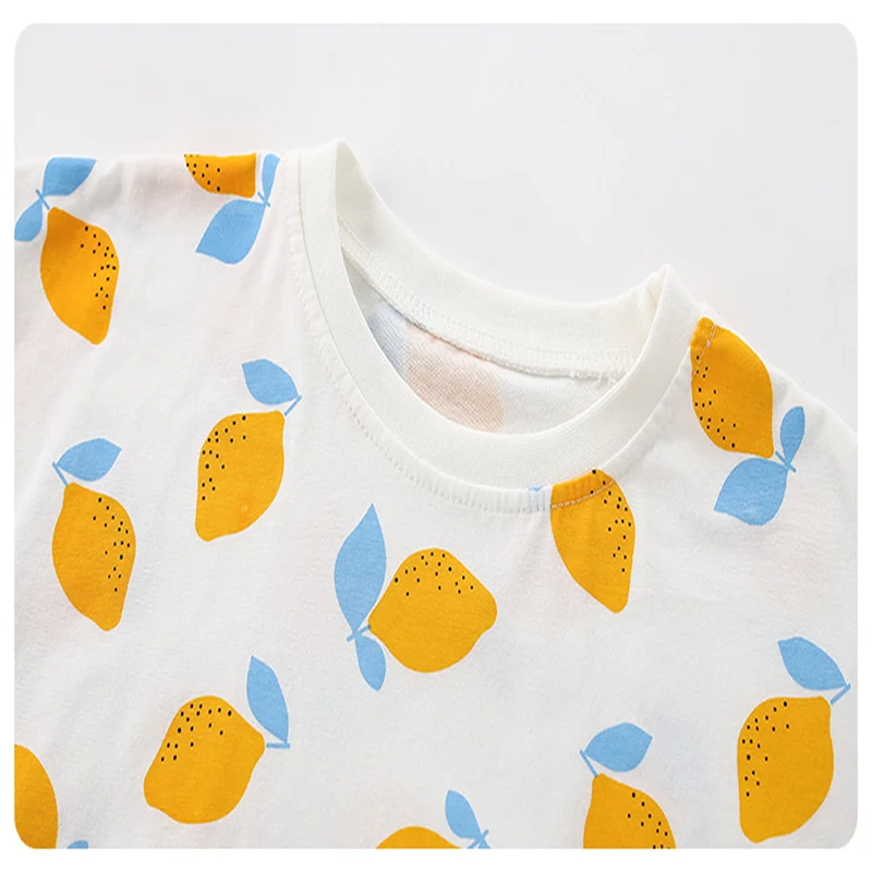 Jumping Meters New Arrival Lemon Print Kids Outfits For Summer Girls Clothing Sets Sleeveless Cute 2 Pcs Baby Fashion Suits