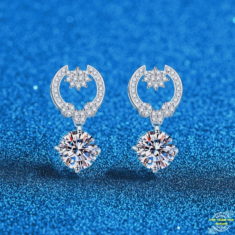 

4.0ct муассанит S925 серебряные серьги-капли для женщин с платиновым покрытием полые серьги-гвоздики для влюбленных подарок модные ювелирные изделия оптом