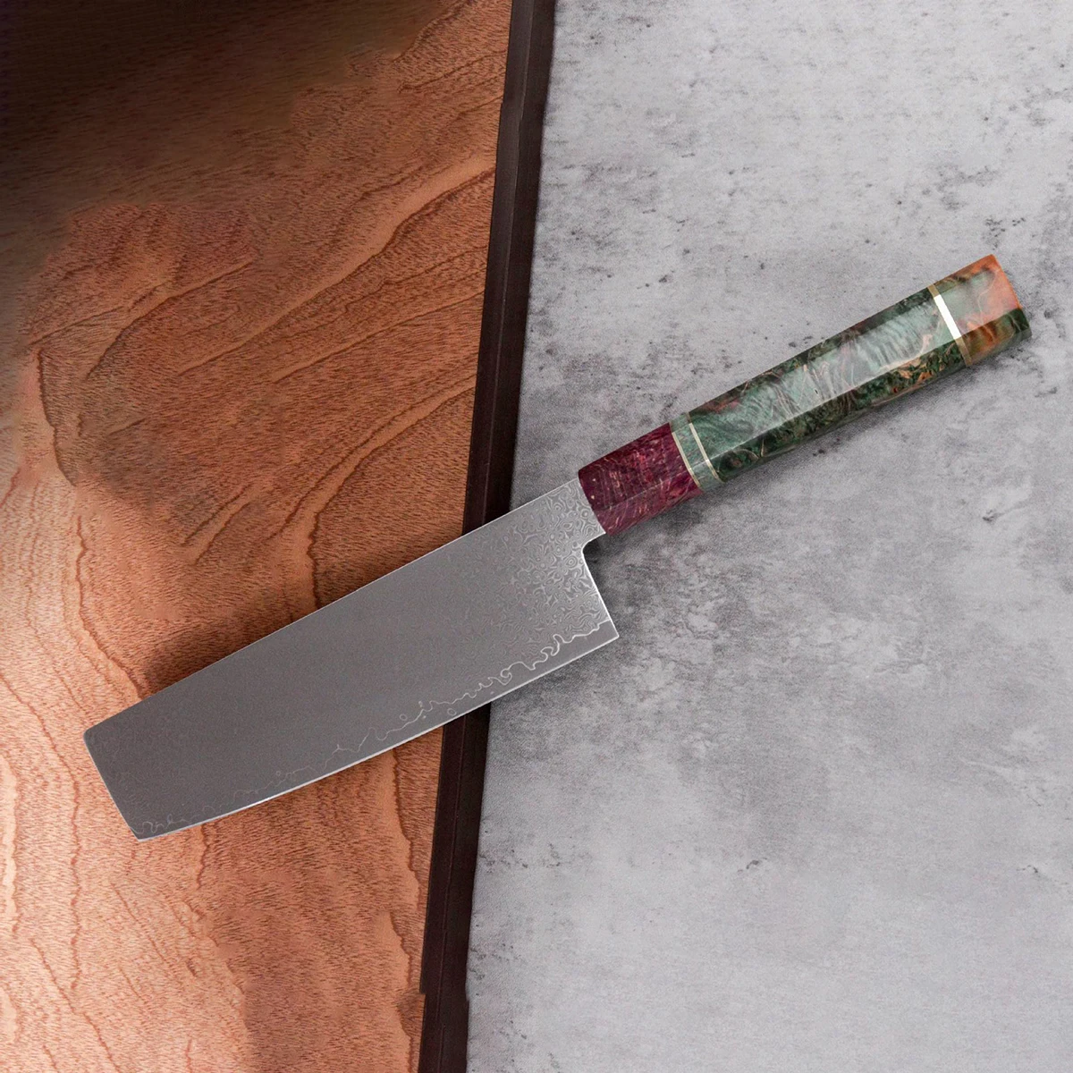 7 Inch Petty Knife Random Handle 67-layers Damascus Steel VG-10 Blade Nakiri Chef Cleaver Meat Slicing Vegetables Kitchen Knives