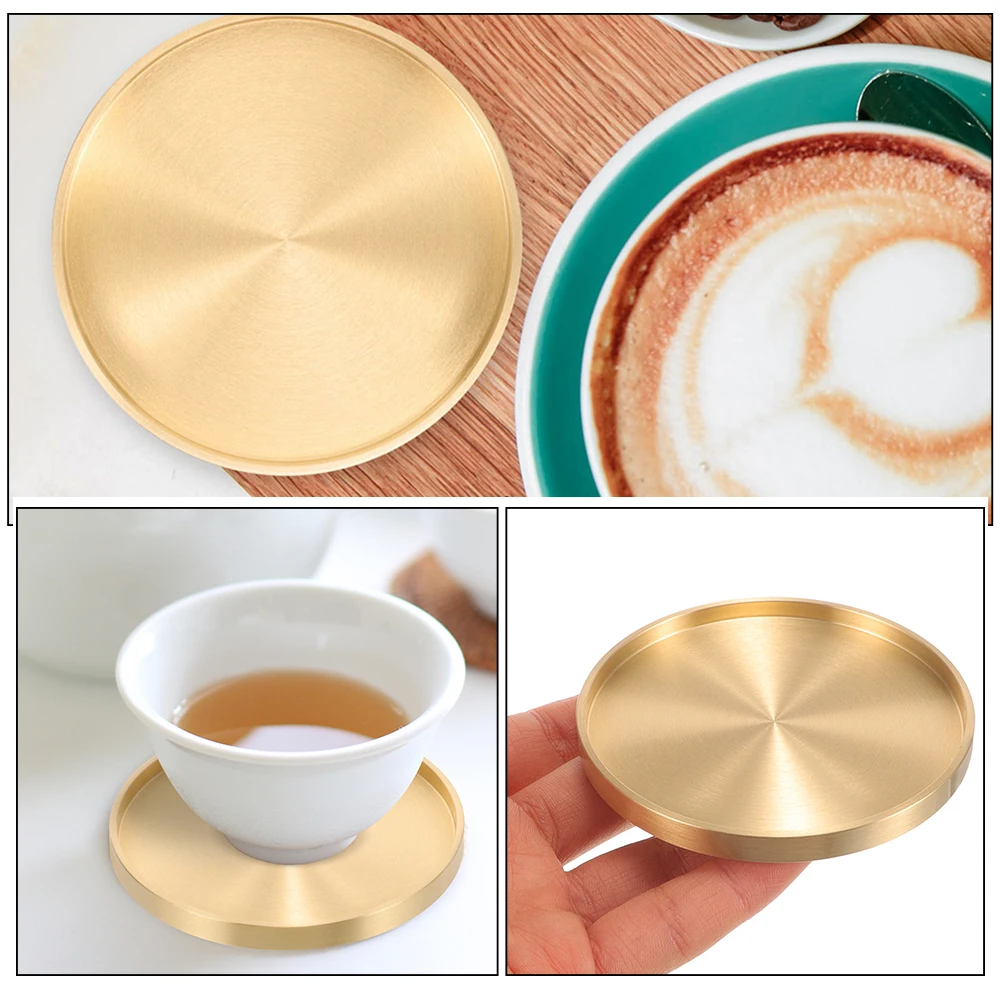 

2pcs Copper Coaster Cup Mat Decorative Coasters Metal Pad Coffee Dining Table Mug Water Resistant Hot Tea Coffee Holder Kitchen