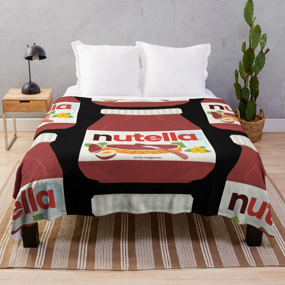 

Nutella - Jar Chocolate Hezelnut Cocoa Spread Throw Blanket blankets ands Camping Luxury Weighted Blankets