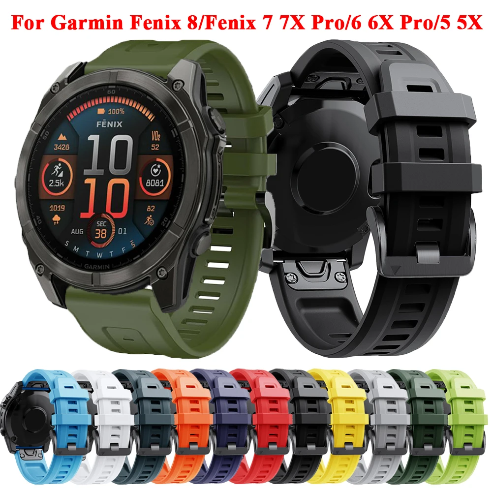 Sport Band Compatible with Garmin Fenix 8 E 47mm 51mm Watch QuickFit 22mm 26mm Watchband Fenix 7 7X 6 6X Pro 5 5X Silicone Strap