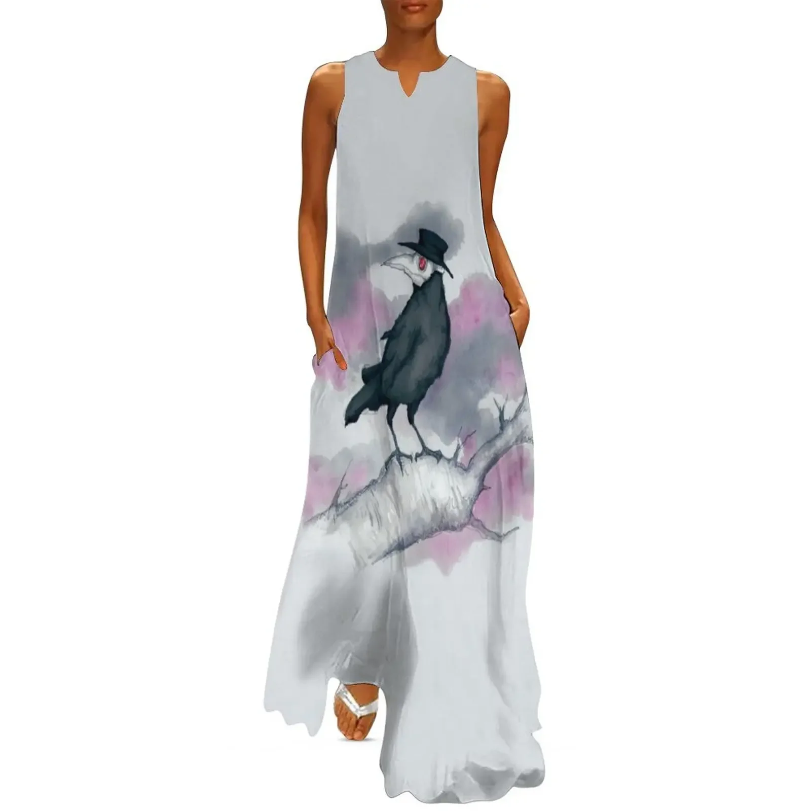 

Plague Crow Long Dress dresses korean style Women dresses summer Dress