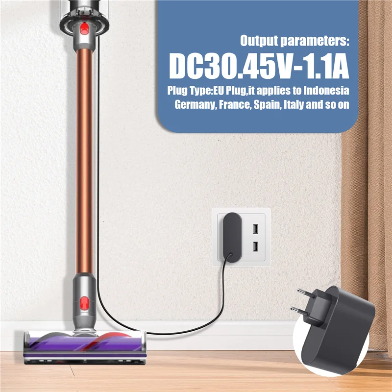 BAAN-Suitable For Dyson Dyson V10 Vacuum Cleaner Charger 30.45V-1.1A Vacuum Cleaner Power Adapter-EU Plug