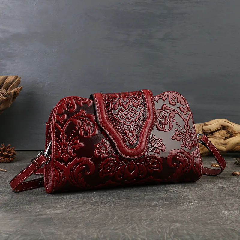 حقيبة كروس من الجلد الطبيعي على شكل زهور للنساء من الطبقة الأولى من جلد البقر حقيبة يد عصرية للسيدات من جلد البقر أو حقيبة كتف أو حبال