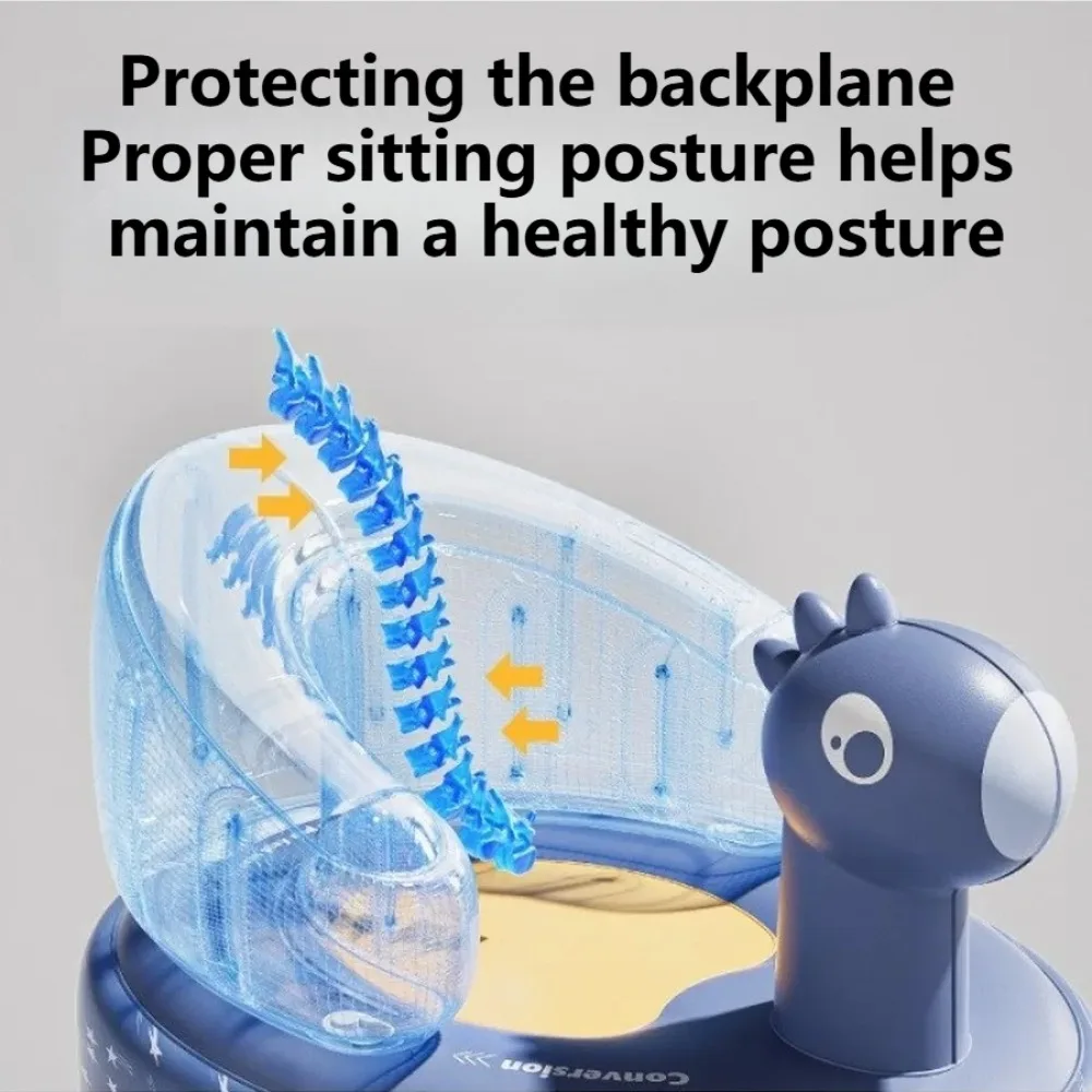 Inflatable Baby Seat for Babies Floor Seat for Sitting Up Cute Animal Bath Seat for Infants Blow Up Chair with Built in Air Pump view 5