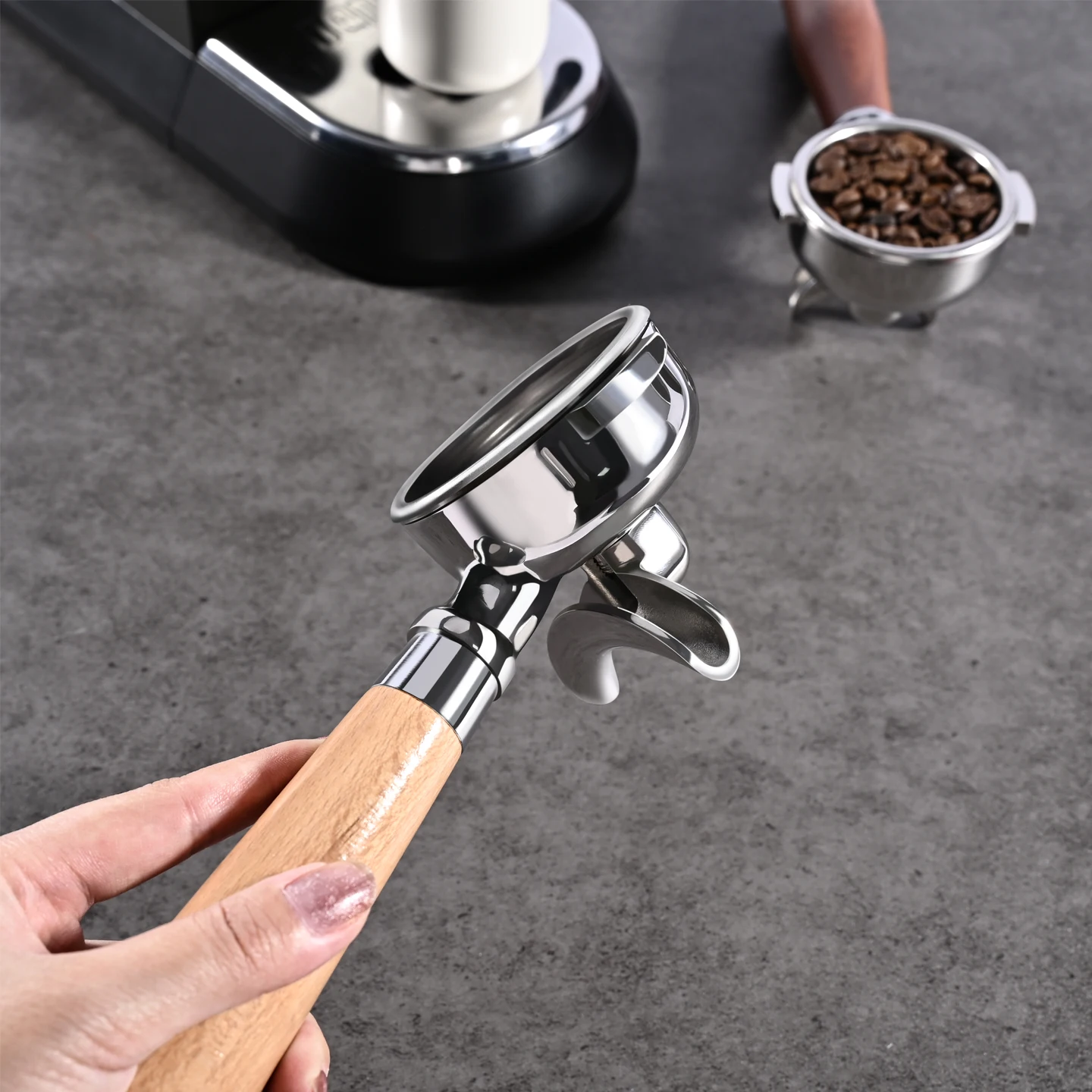 58mm Coffee Double Spout Portafilter Stainless Steel for E61/Lelit/Wega/Gemilai/Rocket/Rancilio/Royal/Faema Espresso Machine