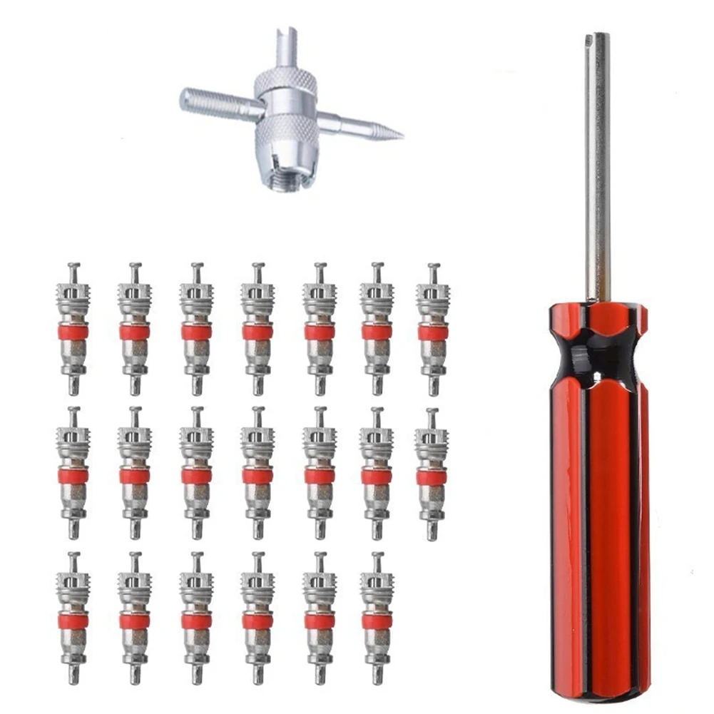 

Electroplated Iron Rod Tire Valve Core Screwdriver Tool Set with Plastic Handle for Easy Tire Valve Maintenance and Repair