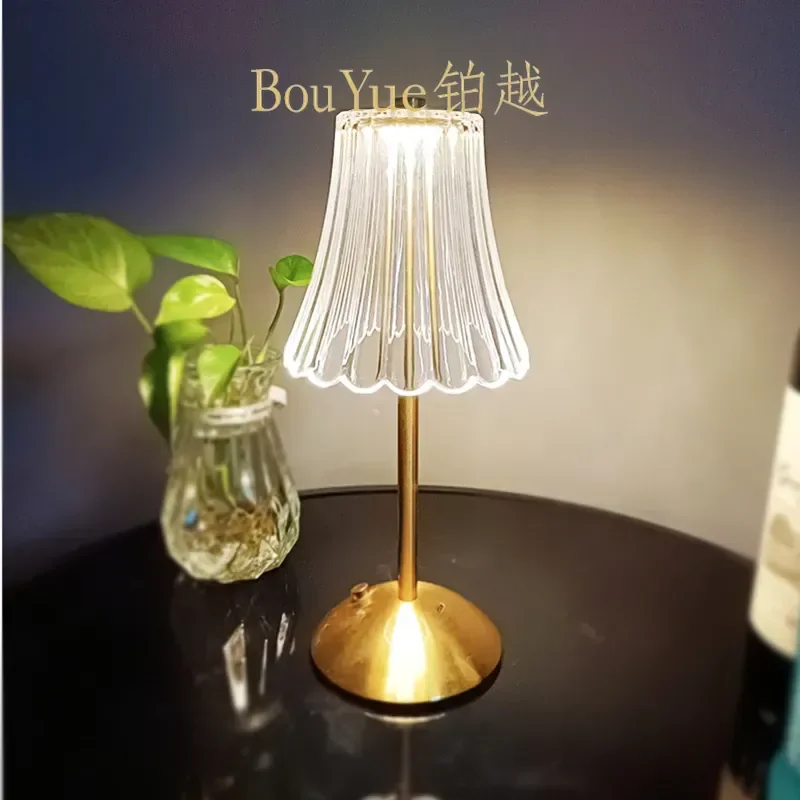 Nordic Gold LED Touch Desk Lamp Rechargeable Modern Minimalist Table Light for Bedroom Dining Room Home Decor Ambient Night