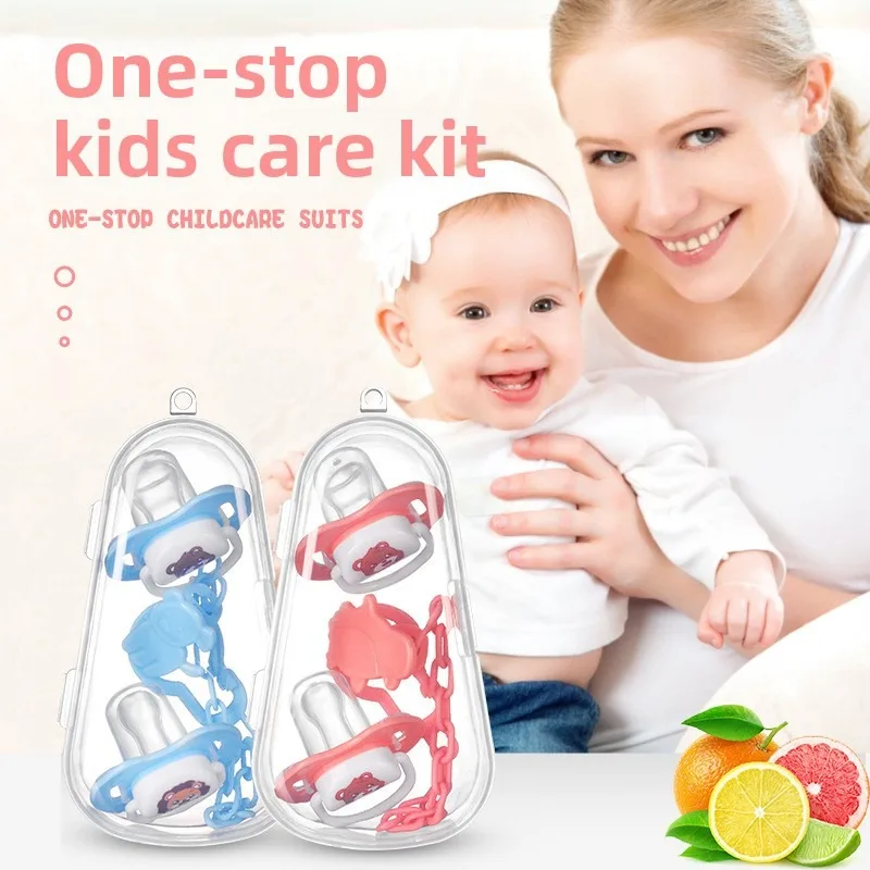 

Набор детских сосок, мультяшный силиконовый комбинированный набор с цепочкой для соски для сна и игр с помощью нее рта