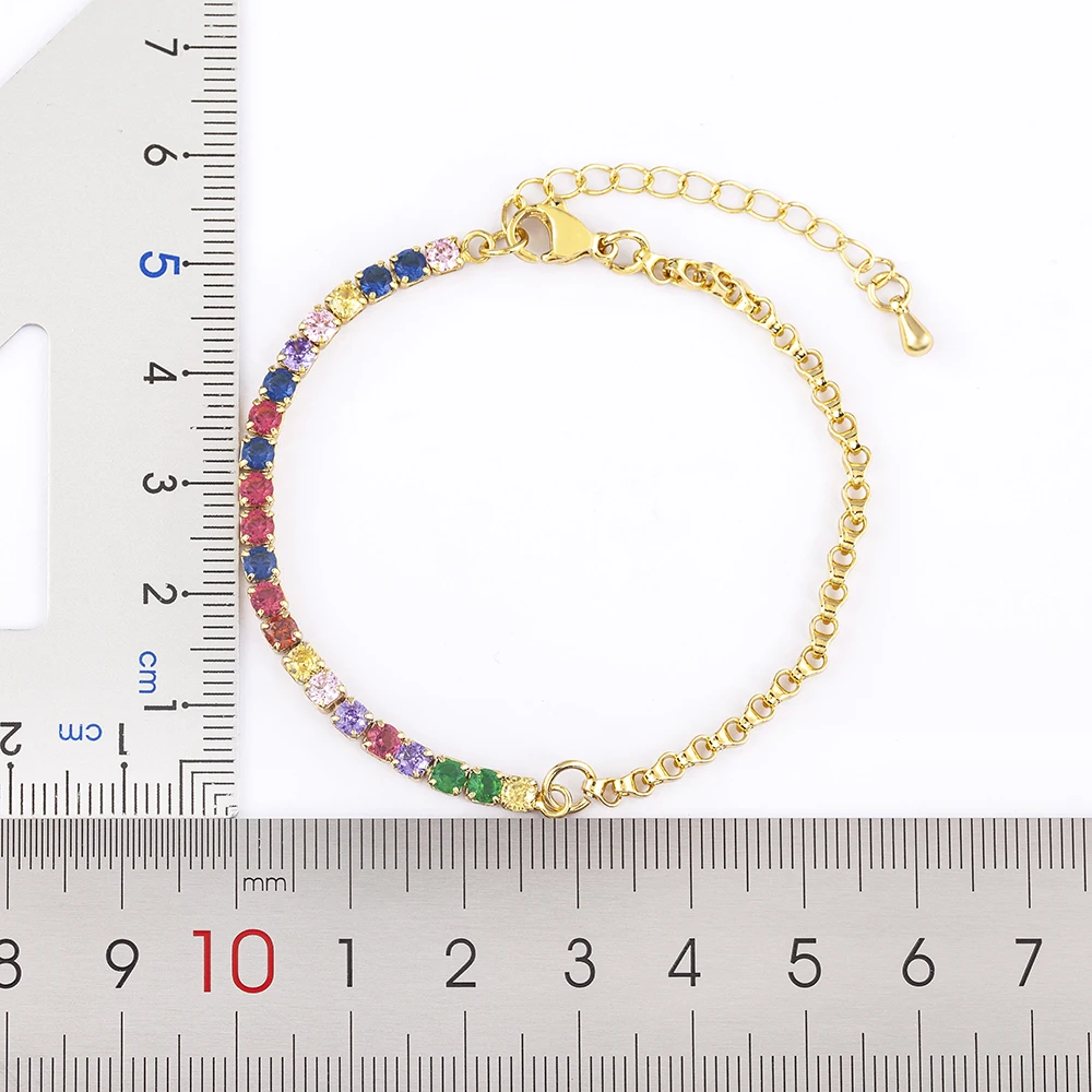 Nidin New Arrival Adjustable Tennis Bracelets for Women Shiny Zircon Crystal Bangle Girls Chain Jewelry Fine Party Birthday Gift