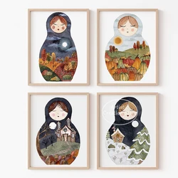 Matryoshka Poster Art Seasonal Print Canvas Painting Modern Wall Art Pictures Living Room Bedroom Club Room Aesthetic Decoration