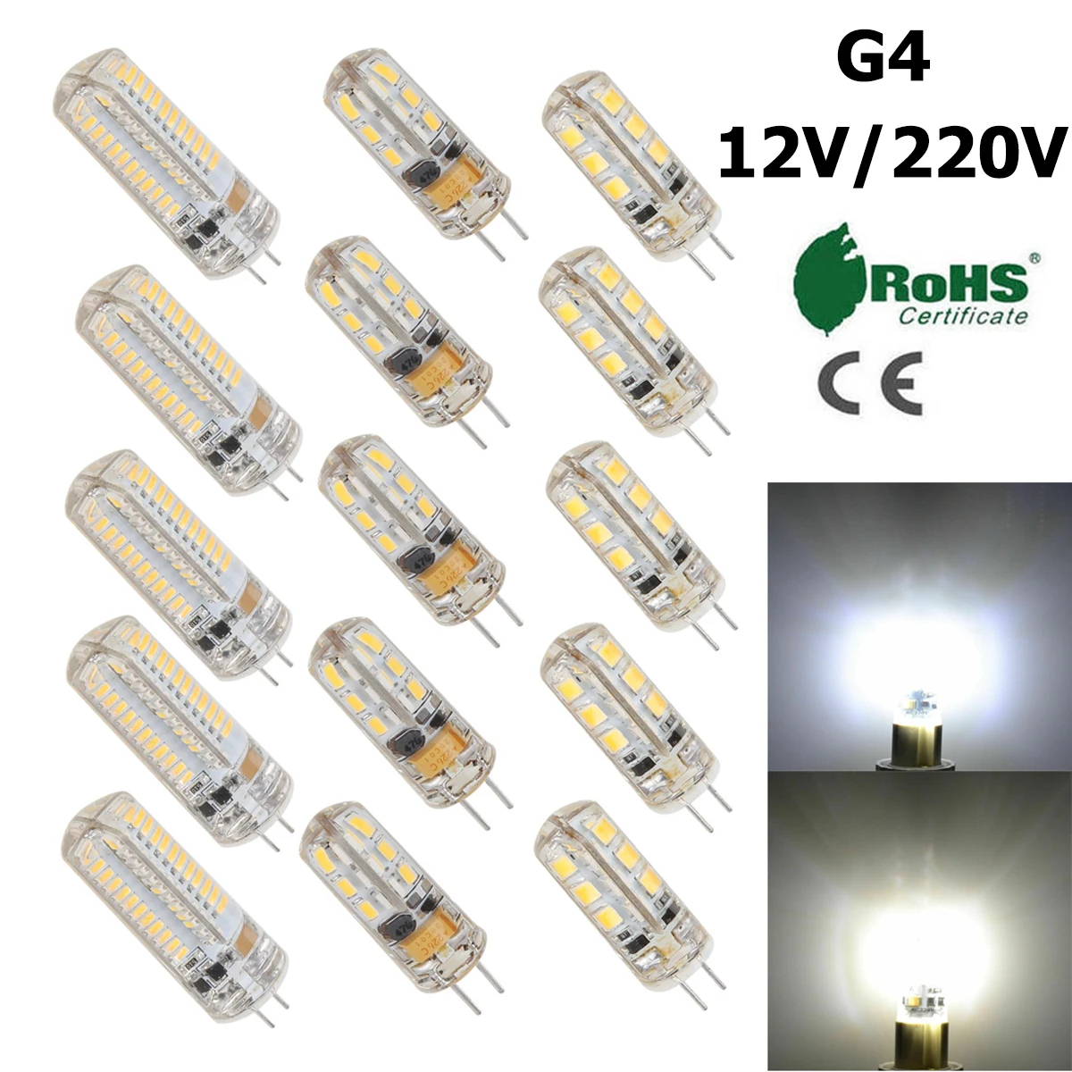 2W 3W 5W 9W 12W G4 LED Corn Light Bulbs 3014smd 3000K 6500K Silicone Lamp for Chandelier Spotlight Lighting Replace Halogen