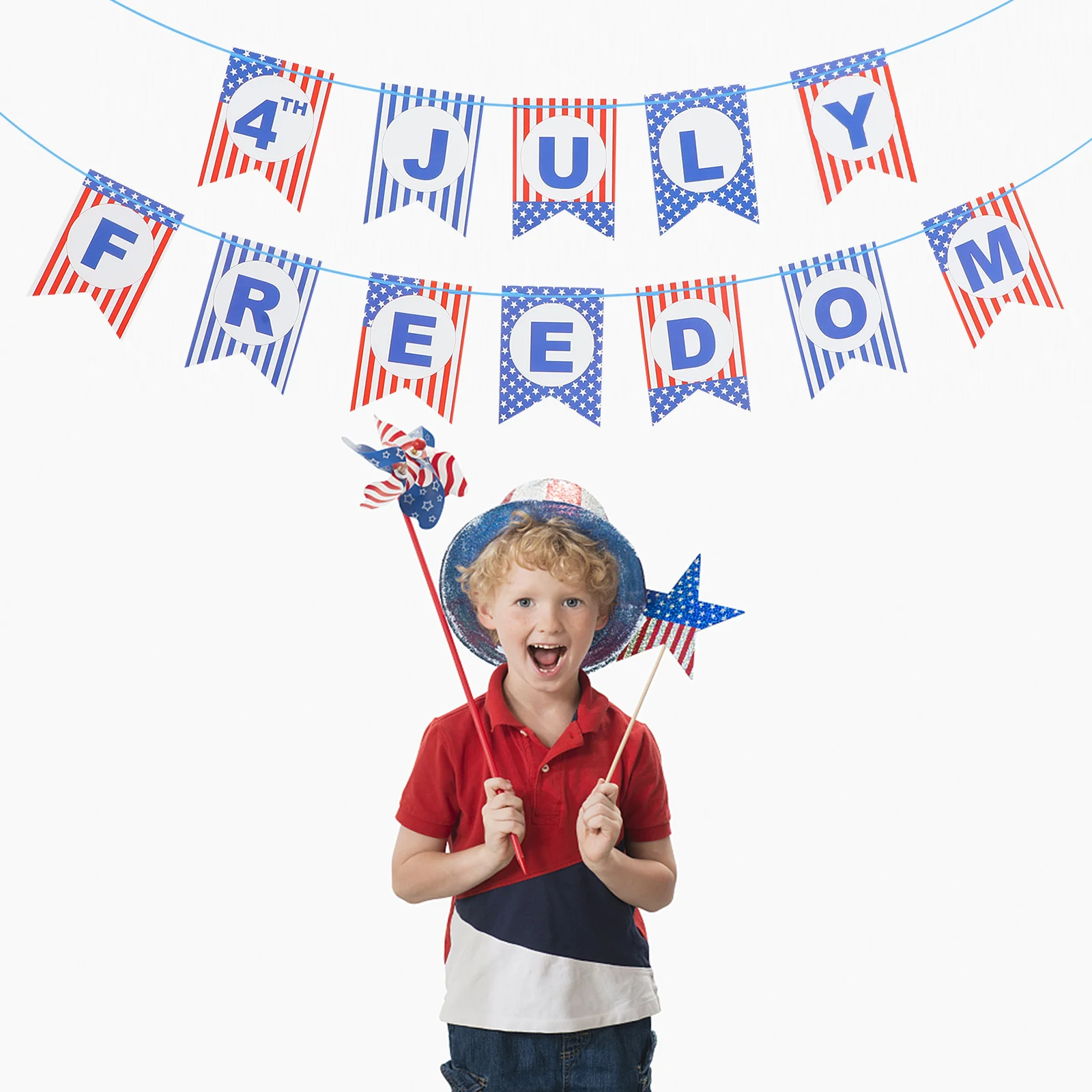 

1Set American Independence Day Paper Banner Lightweight Party Hanging Decoration 4th of July Garland Patriotic