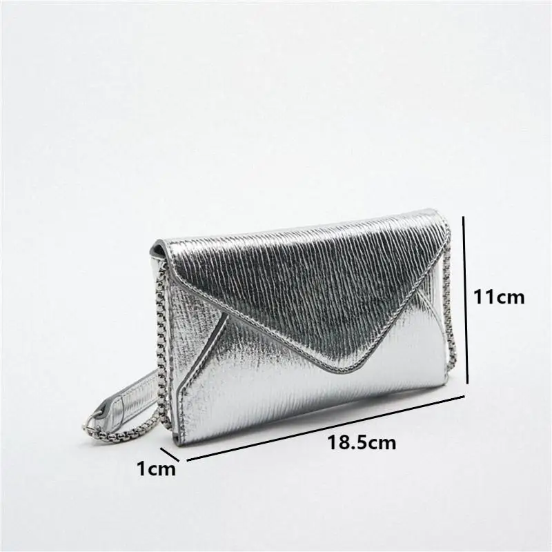 Fashion PVC Women\'s Crossbody Bags Luxury Party Evening Bags Simple Cell Phone Purse Mini Chain Female Envelope Handbags