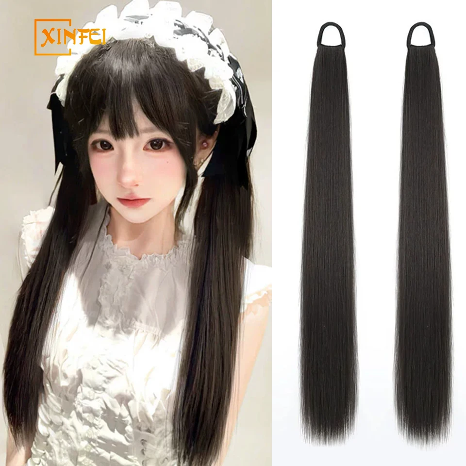 

Synthetic Wig Hair Bundle Women's Increase Hair New Style Self-winding Chignon Low Tied Ponytail Fluffy Highlights Hairstyle