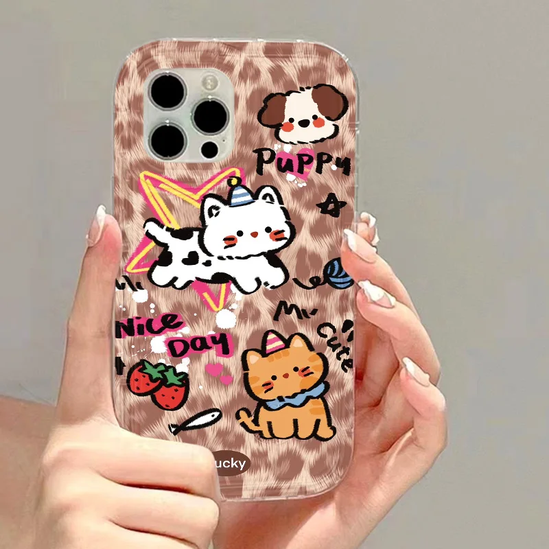 Cute Cat Phone Case For Xiaomi Redmi 10 12c 10c funda Poco M5S X3 Pro Redmi Note 12 11 10 9 8 Pro Mi 12s 11 Lite Leopard Cover