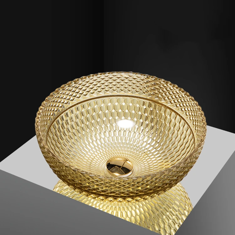 Die-cast crystal glass round countertop wash basin
