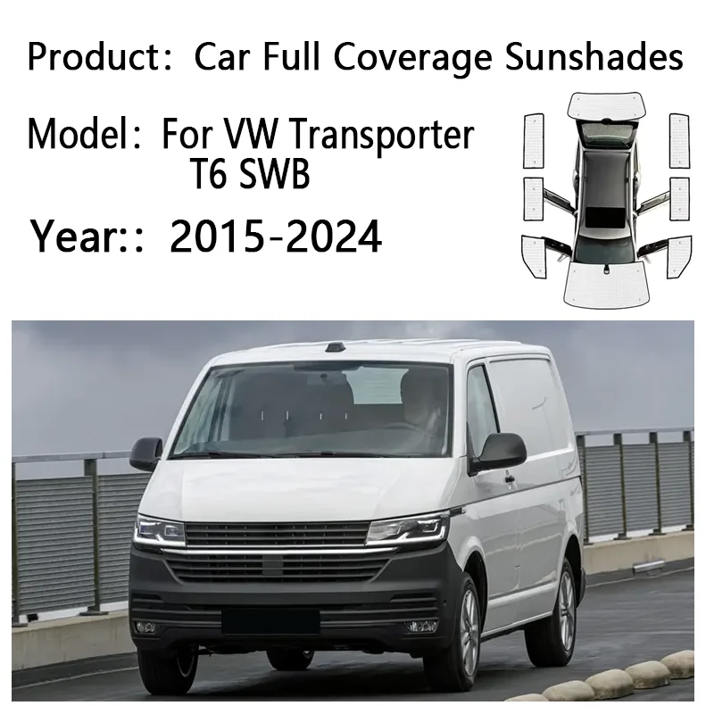 Sunshades For Volkswagen VW Transporter Multivan T6 SWB 2015-2024 Car Sunshade Anti-UV Full Cover Windshield Visor Accessories