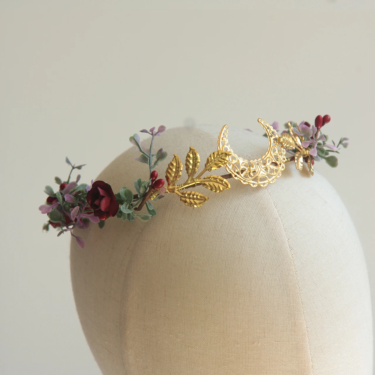 Woodland Elf Headdress Forehead Fairy Headband Retro Greek Goddess Leaf Moon Crown  Moon Headband Renaissance Festival Crown