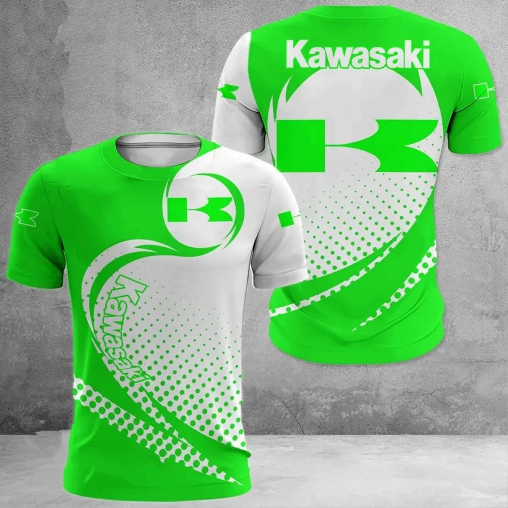 

New Kawasaki men's printed cycling T-shirt, casual sports fast drying breathable sweat absorbing top, summer novelty, 2025