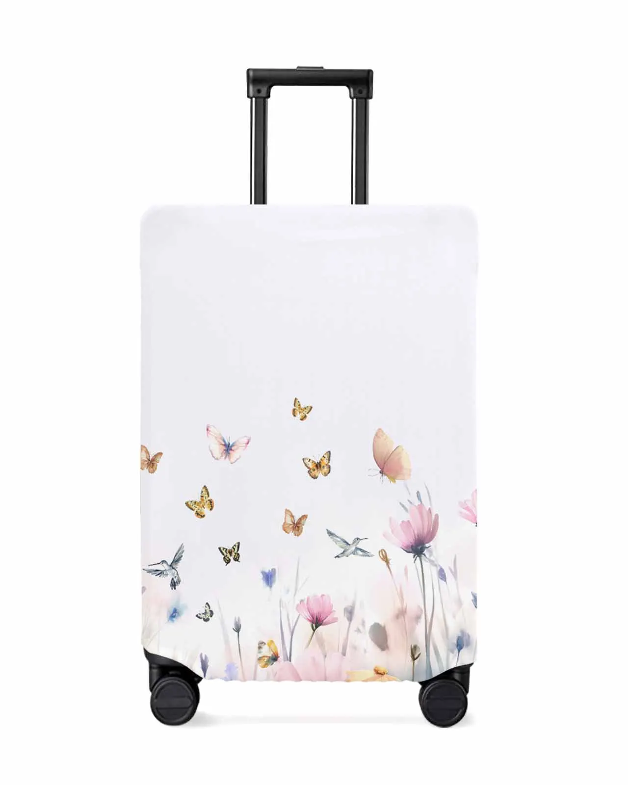 

Butterfly Hummingbird Flower Watercolor Stretch Suitcase Protector Baggage Dust Case Cover For 18-32 Inch Travel