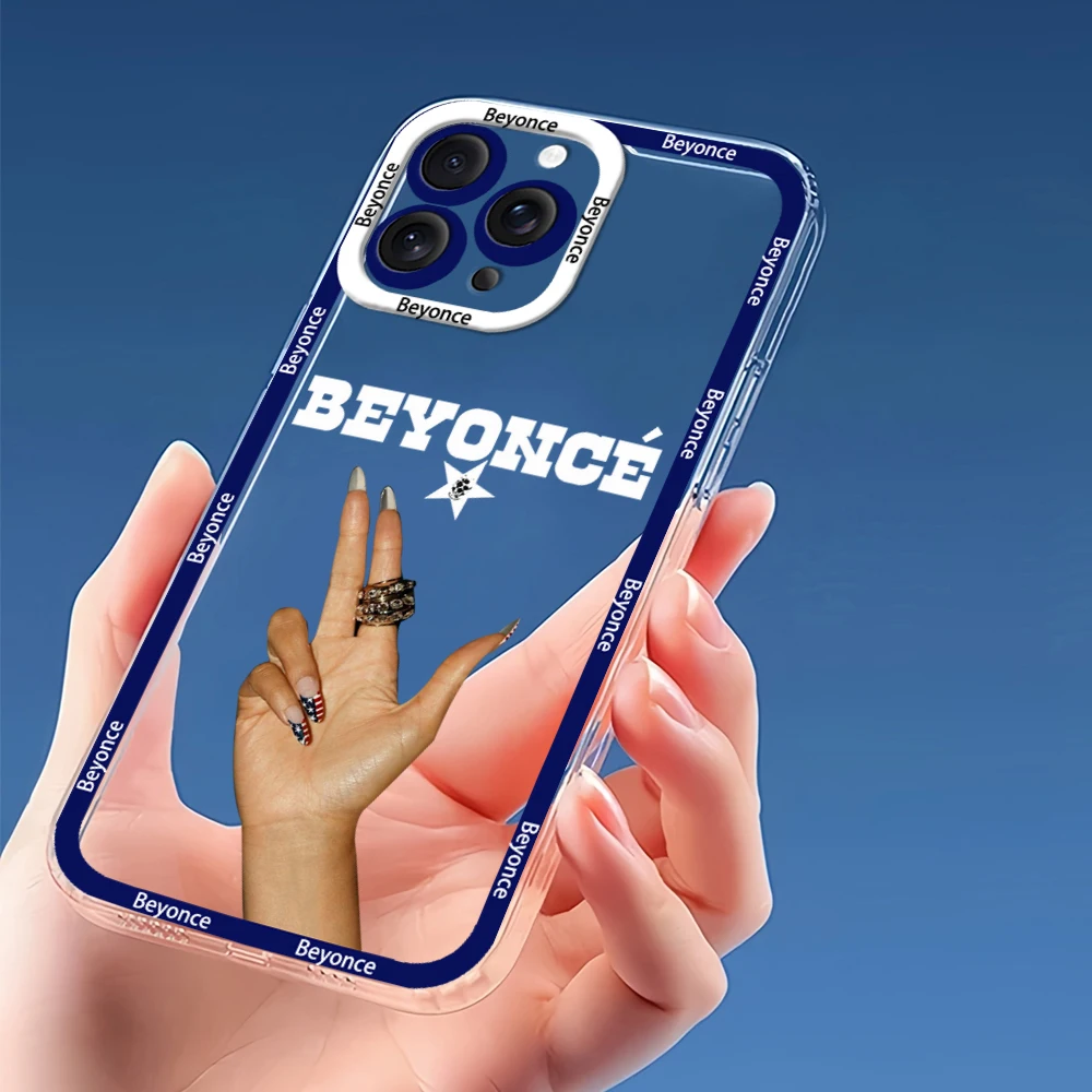Singer B-Beyonce Cowboy Phone Case for iPhone 12 11 13 14 15 16 Max Pro Plus Transparent Bezel Cover