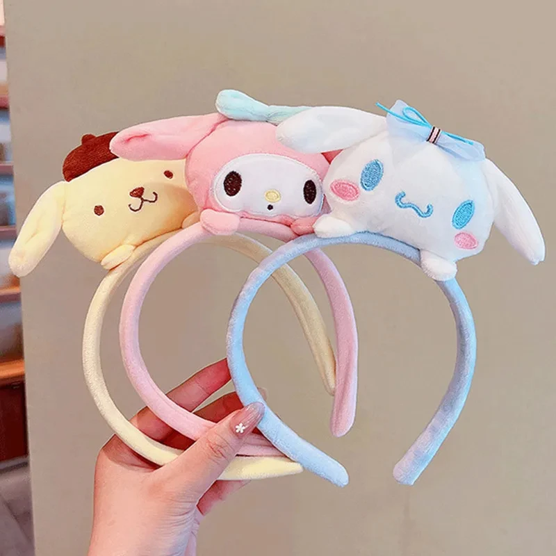 Cute Figure Kuromi Melody Cinnamoroll Plush Hairband Makeup Spa Headband Sweet Non Slip Elastic Skincare Yoga Face Washing