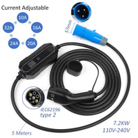 Electric Vehicle Charger Type 2 Type 1 Mode 2 Level 2 Portable EVSE EV Car Charging Cable 16A/24A/32A 5 Meters 10 Meters