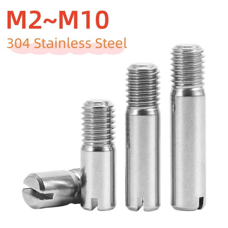 M2 M2.5 M3 M4 M5 M6 M8 M10 304 Stainless Steel Slotted Cylindrical Pin Dowel Male Thread Locating Pin Outside Thread Dowel Pin