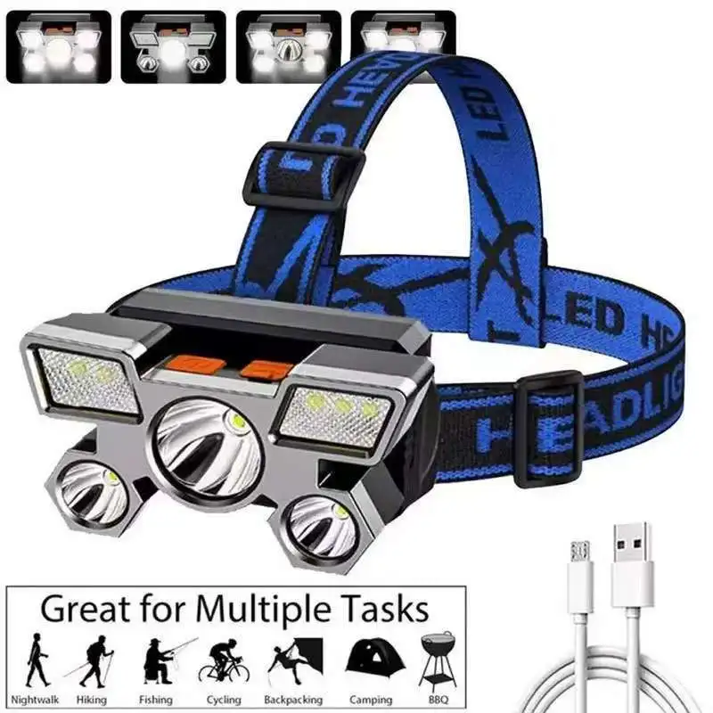 Rechargeable LED Head Flashlight for Fishing Hunting Camping - Powerful Night Light with Front Lanterns for Hiking