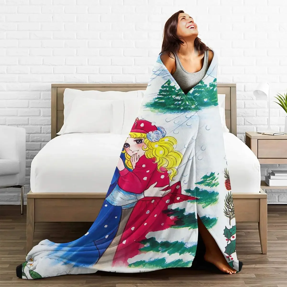 

Baby Blanket Candy Candy Cartoon Sofa Cover Flannel Decoration Japanse Soft Anime Throw Blanket for Bed Travel Bedspread