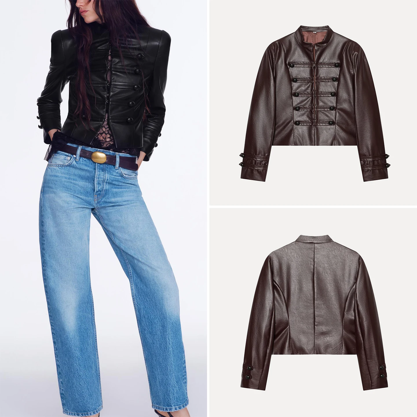 Women's Fashionable Long Sleeve Stand Collar Rope Buckle Jacket 2026 New Autumn Wear Personality Matching Style ZADATA Brand
