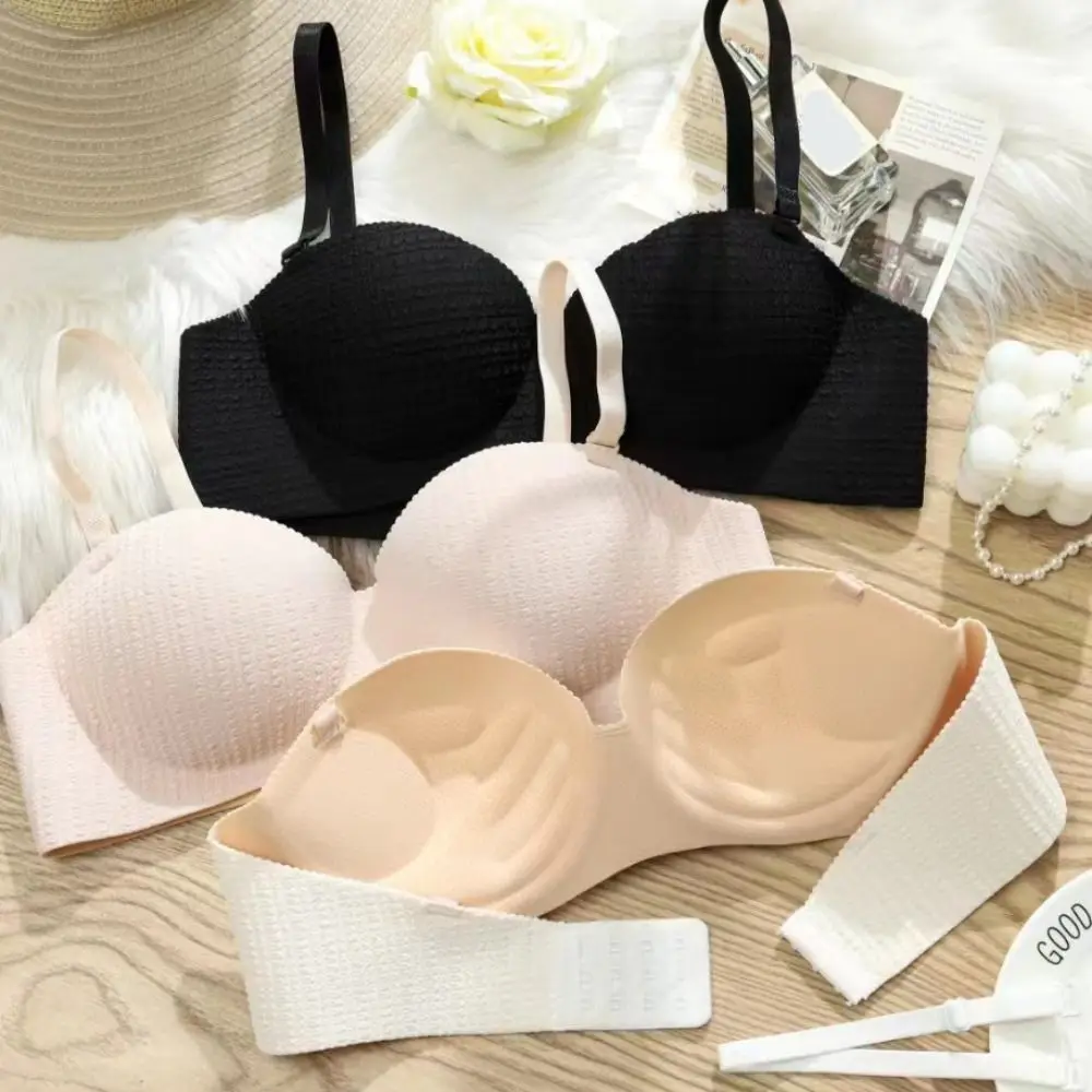 

Soft Shockproof Seamless Deep V Bras Push Up Anti-sagging Wireless Bra Lingerie Underwear for Women Women