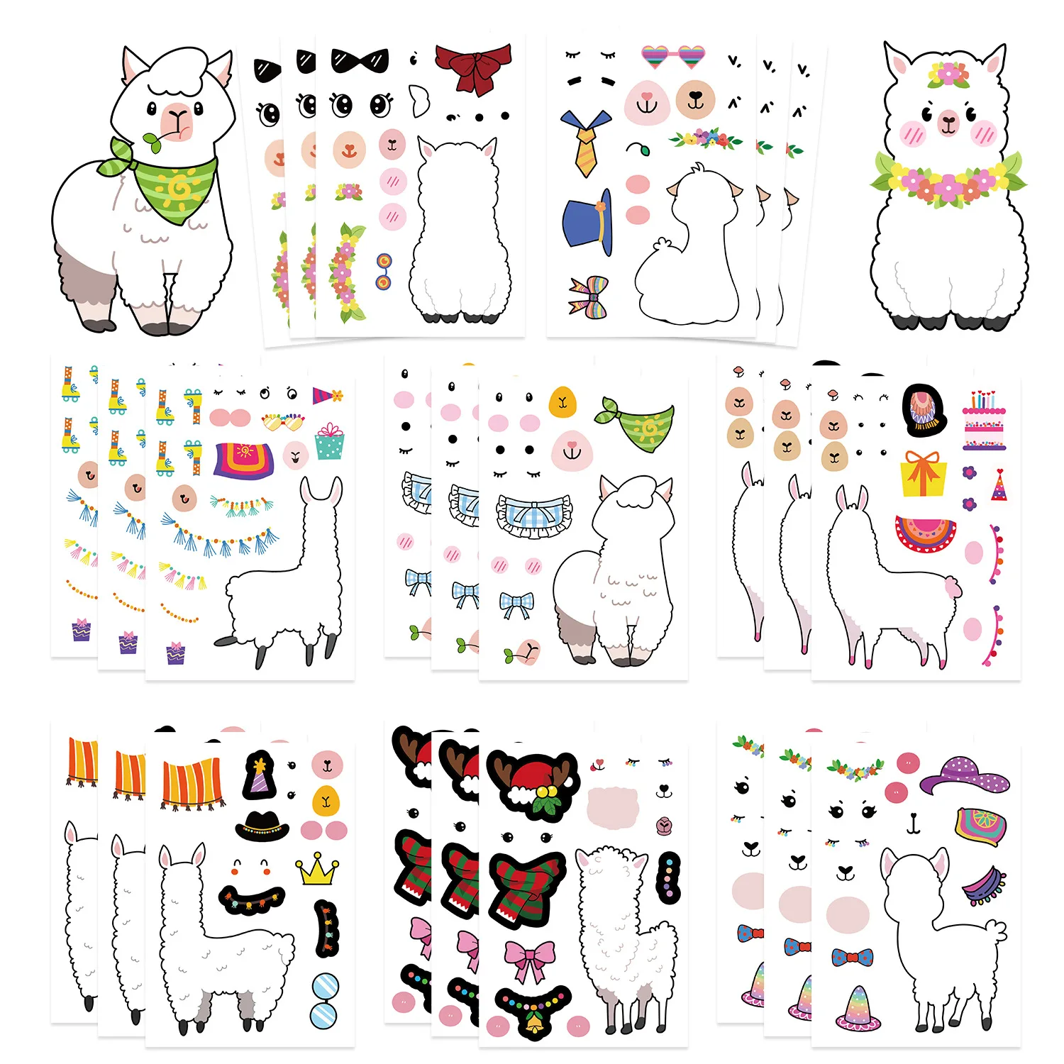 

8 мультяшных коллажей из альпаки, меняющих лицо, водонепроницаемый дневник, наклейки для ручного счета и декоративные наклейки своими руками