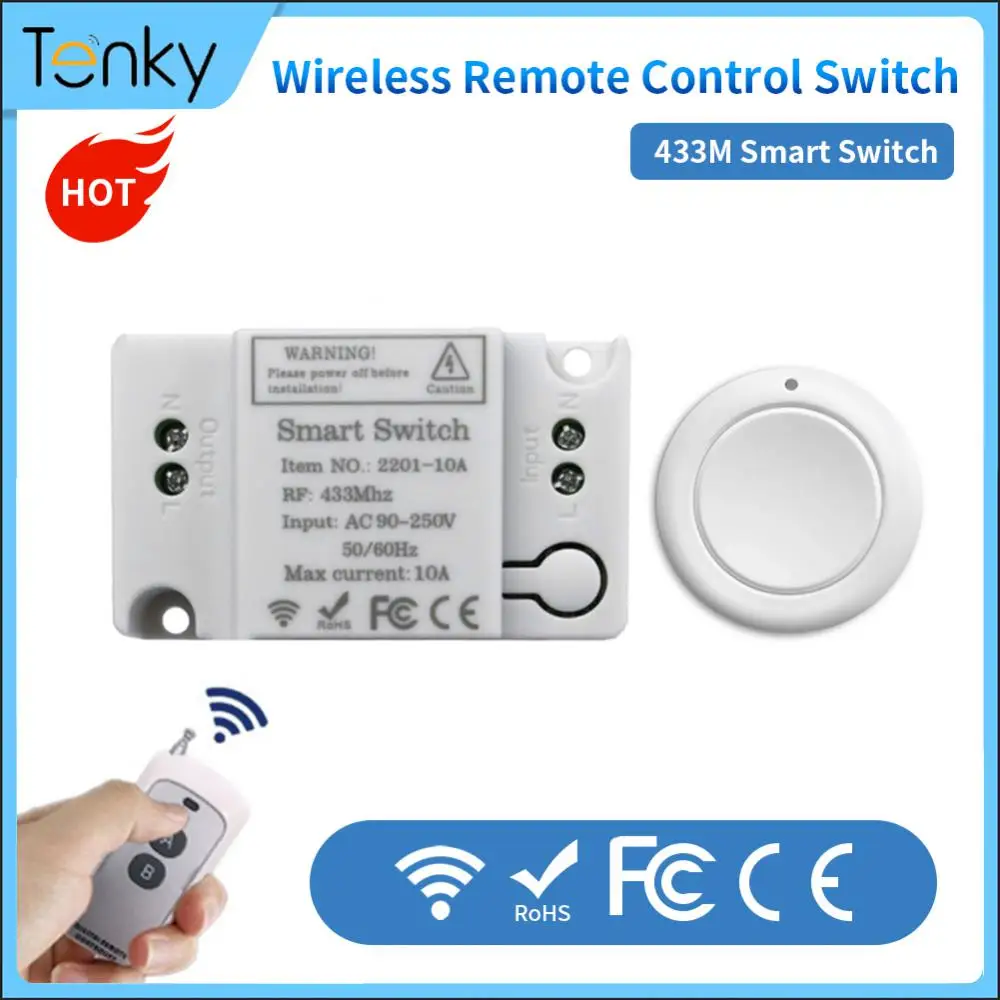 

Wireless Smart Switch RF 433Mhz Wall Panel Switch Remote Control Wiring-free Panel Lighting Control 220V Mini Relay Receiver