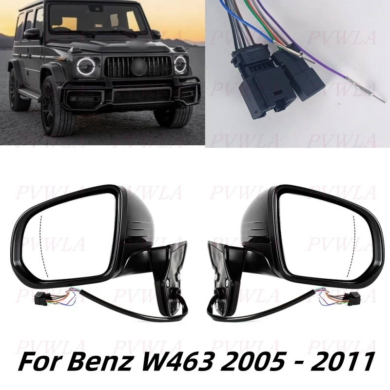 10Pin Black Painted Turn Lamp Mirror Assembly For Benz W463 G-Class G500 G63 2005 2006 2007 2008 2009 2010 2011 Car Accessories