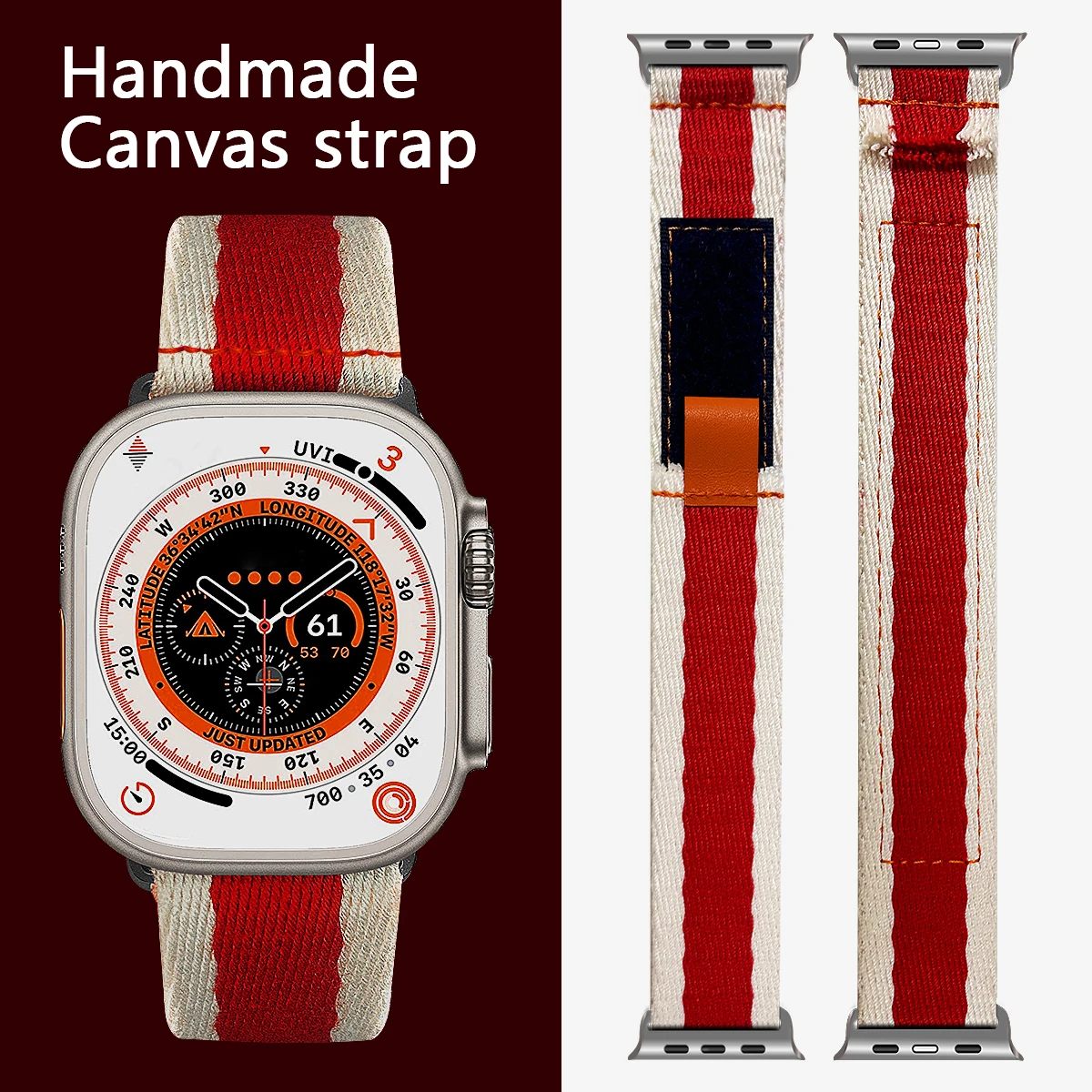 حزام من القماش لساعة أبل باند ، سوار ساعة بألوان مزدوجة ، سلسلة iWatch Ultra SE 1 2 3 4 5 6 7 8 9 ، 38: 50 ، 41: 41: 42: 44 ‏ 45 ، ‏ 49