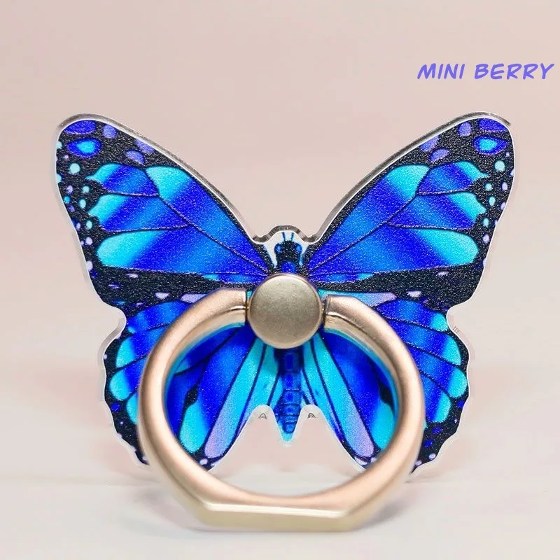 

Phone Holder Phone Accessories Stand Ring Holder Rotatable Metal Painted Butterfly 2 Finger Ring Holder Mini Berry Ipad Stand