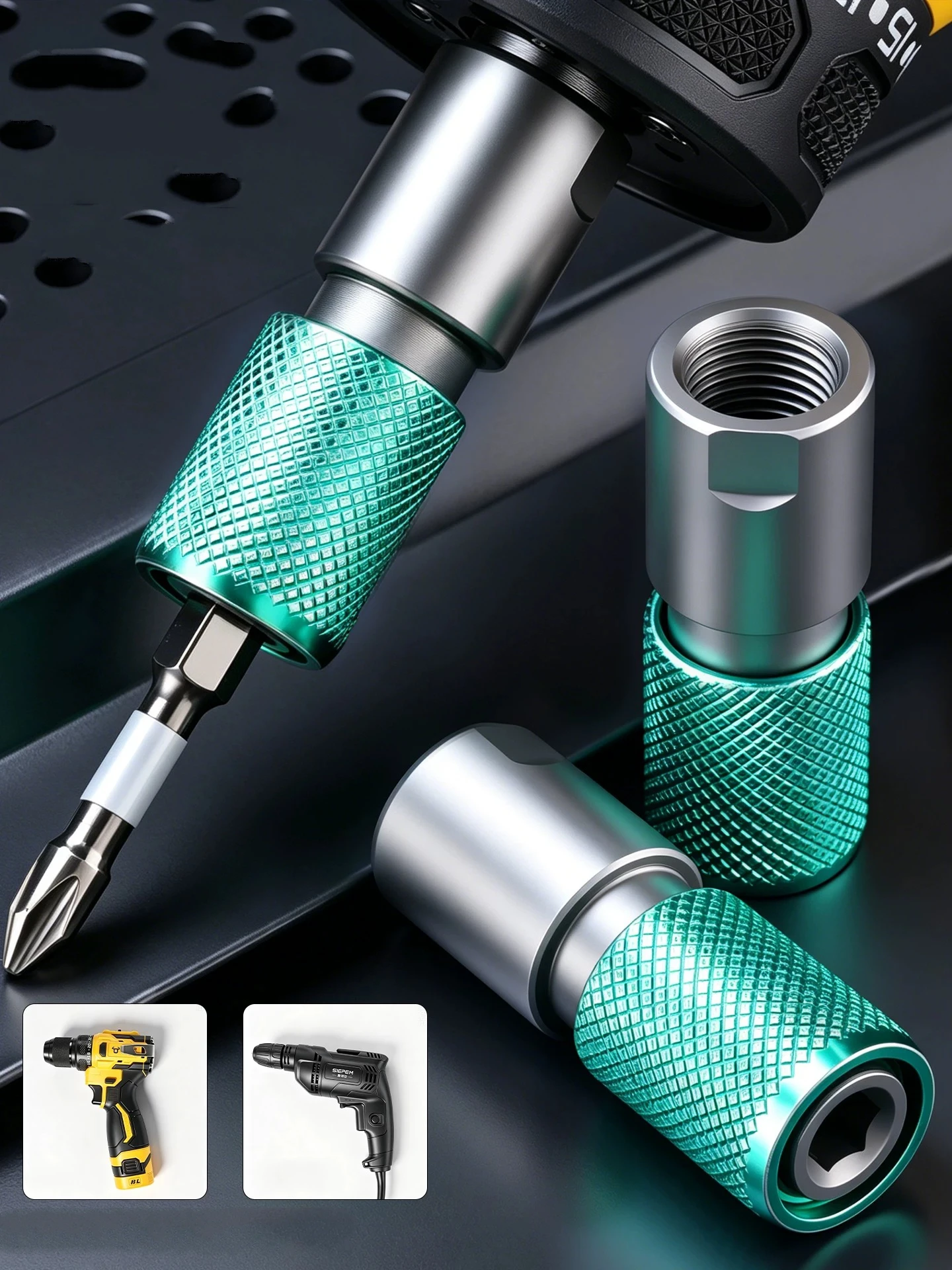 1/2 3/8 Fast Change Bit Holder Electric Hand Drill Hex Adapter Electric Tools Conversion Head Quick Release Drill Converter