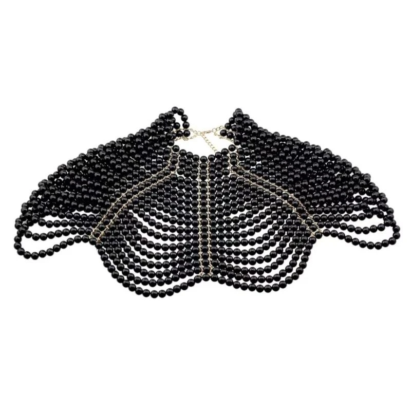 

652F Luxurious Multi Strand Shawl Beaded Necklace Body Chain Shoulder Wrap Jewelry