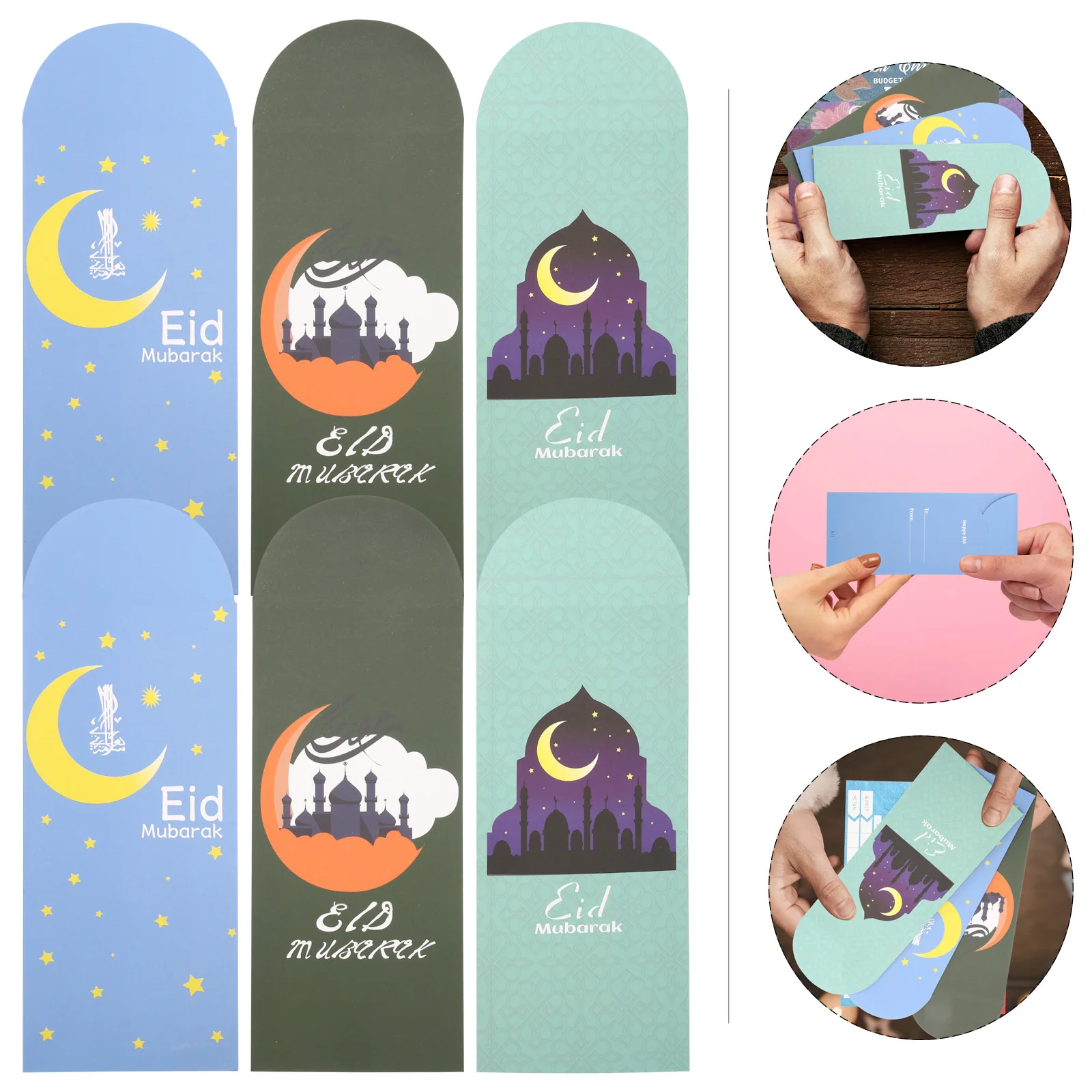 

18Pcs Eid Mubarak Envelopes Ramadan Paper Cash Gift Money Holder Card Bags Party Supplies Eid Envelopes Letter Envelope