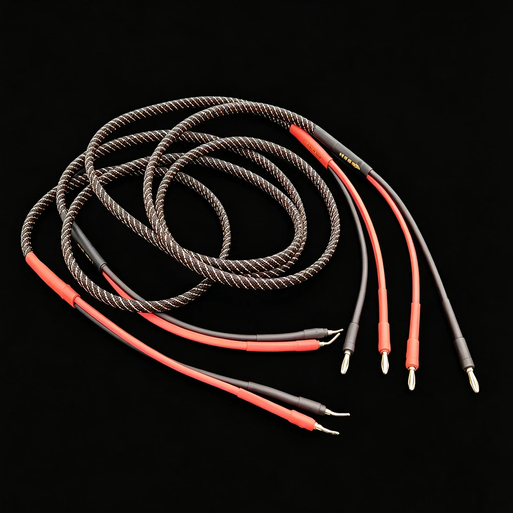 High Quality Pair Pure copper loudspeaker cable HIFI Banana plug/ pin plug speaker cable Center Audio Speaker cable