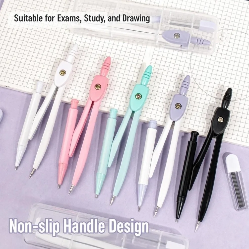 Portable Metal Drawing Compass Macaron Color Geometry Tool Student Compass Set Multifunctional Geometry Compass Tool Students