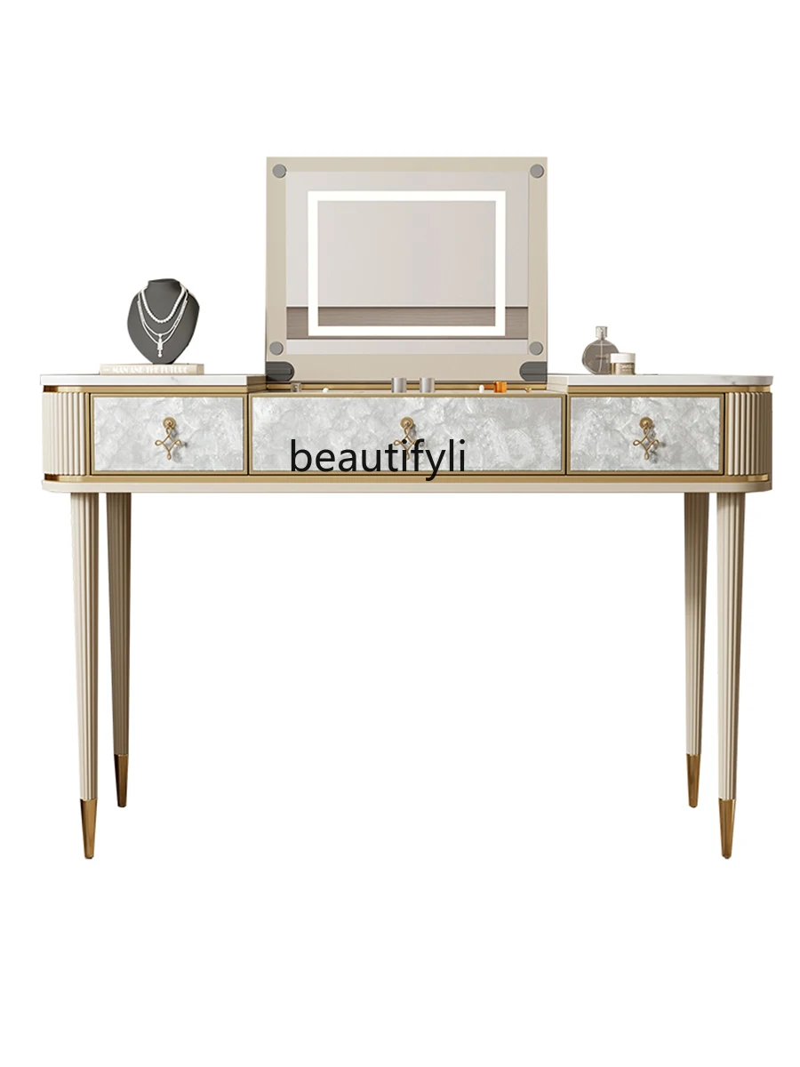 

Italian Light Luxury Dressing Table American Makeup Marble Desk Bedroom Wall Occasional Table